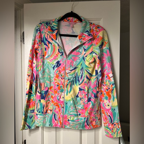 Lilly Pulitzer Reagan Zip Up in Casa Banana Size Small - Picture 2 of 8